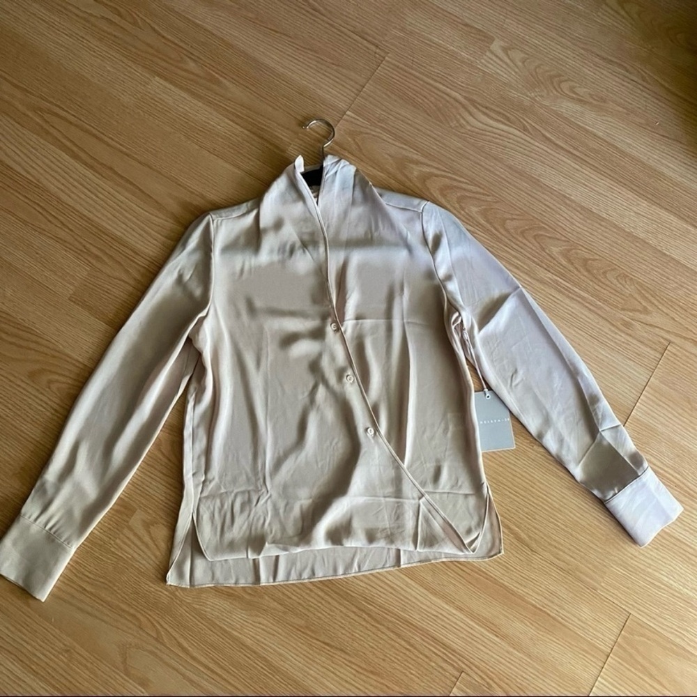 NWT Chelsea28 Tan Memoir Sheer Blouse XXS
